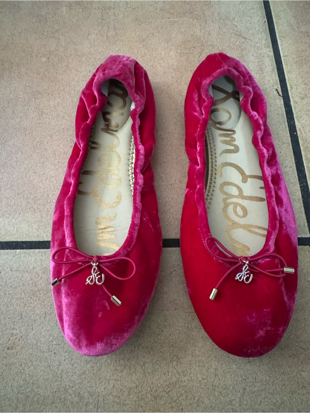 Sam Edelman Velvet Ballet Flats in Fuchsia